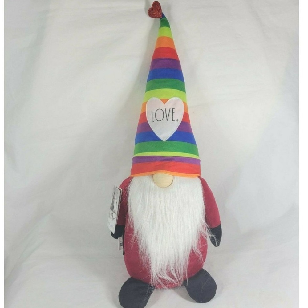 Rae Dunn LOVE Gnome Plush Weighted Decor Valentines Day Pride LGBTQ Rainbow New